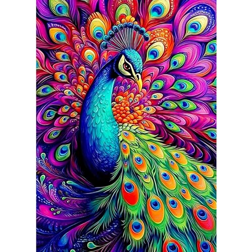 CEOVR Pfau Diamond Painting Kit Erwachsene,Tiere Diamond-painting,30x40 cm Diamant Paintings Kit,5D DIY Diamond Painting Bilder Set,5D DIY Diamond Painting Bilder Kit von CEOVR