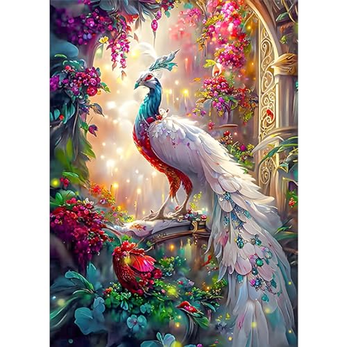 CEOVR Tiere Diamant Painting Bilder Erwachsene Kit,Pfauen Diamond Painting Bilder 30x40 cm,Blumen und Bäume 5D Diamond Painting Art Set,Wand Dekoration von CEOVR