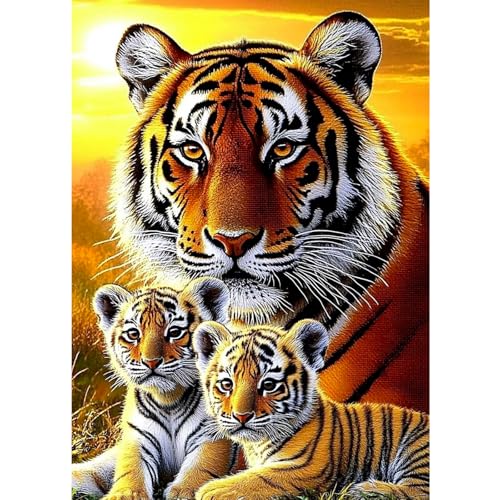 CEOVR Tiger Diamond Painting Kit Erwachsene,Tiere Diamond-painting,30x40 cm Diamant Paintings Kit,5D DIY Diamond Painting Bilder Set,5D DIY Diamond Painting Bilder Kit von CEOVR