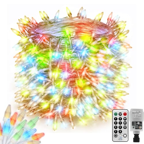 100M 800LEDs Lichterkette Außen Weihnachts mit Stecker,Lang Diamant LED Lichterkette Christmas Außen Innen Garten Lichterkette Outdoor 8 Modi mit Fernbedienung,Timer,Wasserdicht(RGB) von CERIAL