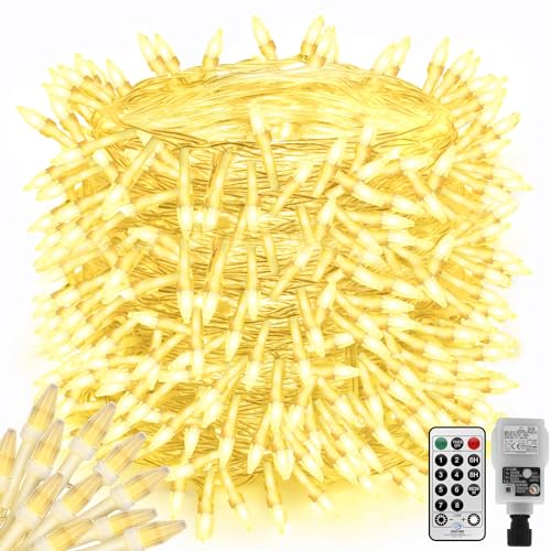 CERIAL 100M 800LEDs Lichterkette Außen Weihnachts mit Stecker,Diamant LED Lang Weihnachtsbeleuchtung Garten Weihnachtsbaum Lichterkette Outdoor 8 Modi mit Fernbedienung,Timer,10M Anschlusskabel von CERIAL