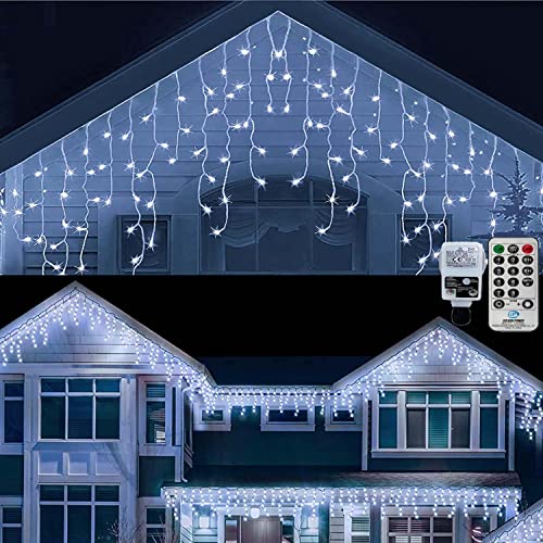 CERIAL 20M 540LEDs Lichtvorhang Außen Eisregen Lichterkette Weihnachten Eiszapfen Lichterkette mit 108 Tropfen für Outdoor Urlaub Hochzeit Weihnachten von CERIAL