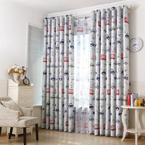 CERTNKI Eyelet,W200xL250cm, Cartoon Auto Kinder Verdunkelungsvorhänge Blickdichte Gardinen Blackout Curtain Thermo Vorhänge Für Schlafzimmer Wohnzimmer Vorhang von CERTNKI