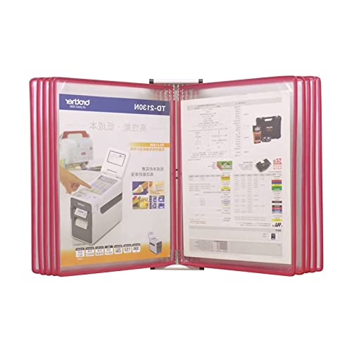 Wandmontierter Aktenhalter, Referenz- und Anzeigesystem zur Wandmontage, wandmontiertes Referenzsystem mit 10 Taschen, kann 20 Seiten mit Referenzblättern anzeigen. Wand-Referenz-Organizer(Red) von CETEOR