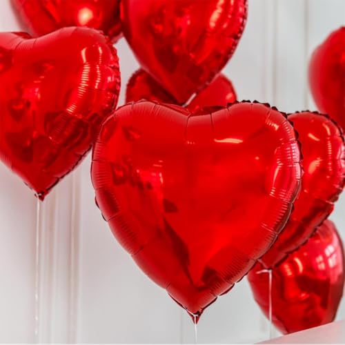 25PCS rotes Herz Ballons, 18 Zoll rotes Herz Folienballons Helium Ballon für Geburtstag Hochzeit Braut Dusche Valentinstag Festival Party Dekorationen von CEUQIESO