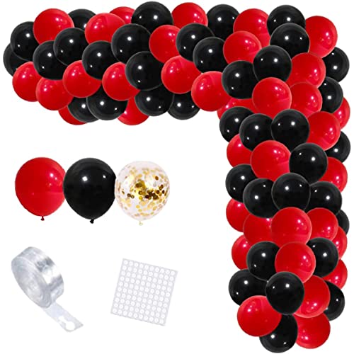 Rot Schwarz Ballon Girlande Bogen Kit - 122PCS Stranger Things Party Supplies Rot Schwarz Gold Konfetti Ballons für BBQ Casino Geburtstag Graduierung Ruhestand Valentinstag Dekorationen von CEUQIESO