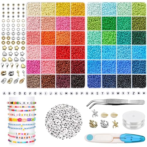 CEVILIA 18000 Stück 3mm Perlen für Armbänder Perlen Set,Bunte Glasperln Selber Machen Set,Samenperlen Set für DIY Armband Schmuckherstellung Kit (3mm) von CEVILIA