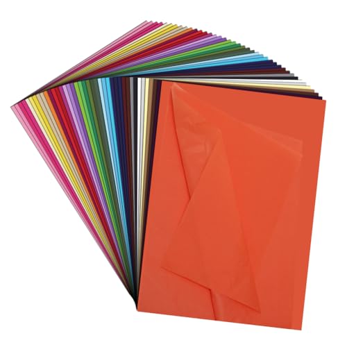 CEWROM Transparentpapier Bunt, 40 Farbe Seidenpapier, Bastelpapier Bunt, Glanzpapier zum Basteln, Geschenkpapier 500 Blatt, Pauspapier für Weihnachten Geburtstag Hochzeit Dekoration Verpackung, von CEWROM