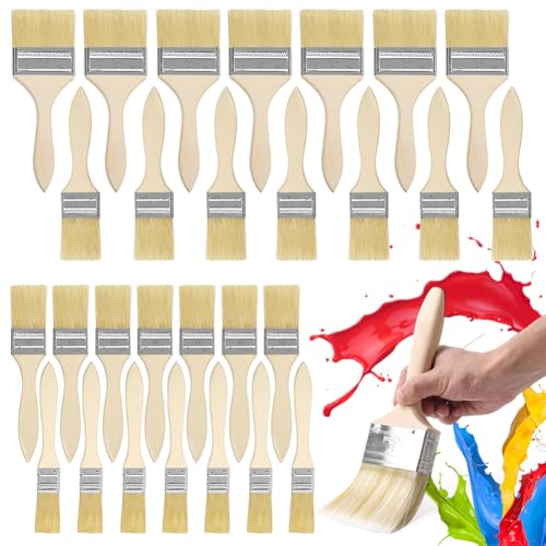 CEWROM Flachpinsel Set, 28 Stück Malerpinsel Set mit Holzgriff, Pinselset Holzgriffpinsel Glanzpinsel, Pinsel Set für Farben Lack Klebstoffe, Flachpinsel Lasurpinsel für DIY, Malerbedarf zum Streichen von CEWROM