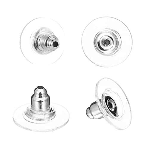 50 Stück Ohrring Stopper Ohrstecker Schnalle Universal Ohrring Sicherheit Kugel Ohrstecke,Klar Gummi Ohrring Rücken Kupplung für Damen Verschluss Ohrring Stopper Kunststoff von CEXUN