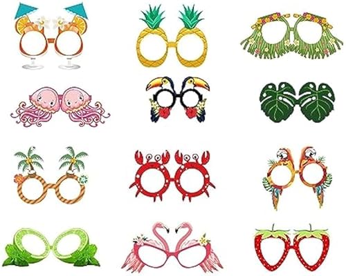 32 Stück Partybrille Hawaiian Tropical lustige brillen, Papierbrille Party Brille Kreative Kostüm Zubehör Lustige Partybrille für Kinder Luau Sommer Strand Geburtstag Party Zubehör Foto Requisiten von CFHOOAY