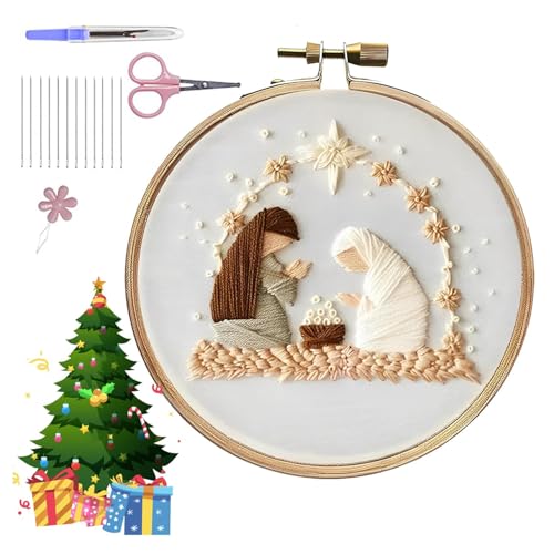 Weihnachtsstickerei-Set, Kreuzstich-Kits für Anfänger, Stickset zum Selbermachen, für Erwachsene und Kinder, handgefertigt für die Heimdekoration (T6) von CFITANK