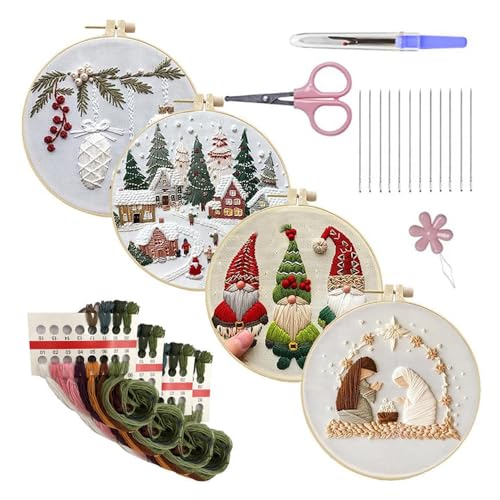 Weihnachtsstickerei-Set, Kreuzstich-Kits für Anfänger, Stickset zum Selbermachen, für Erwachsene und Kinder, handgefertigt für die Heimdekoration (T7) von CFITANK