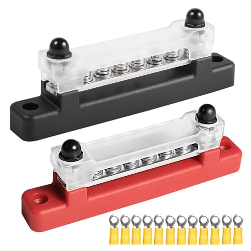 6 Klemme Einreihen -Bushaltestelle 150A Stromverteilungsblock mit Abdeckung - Marine, Wohnmobil, Karawane und Automobilanwendungen, Umfassen 6 M4 -Schrauben und 2 Stifte (Rot von CFTGIW