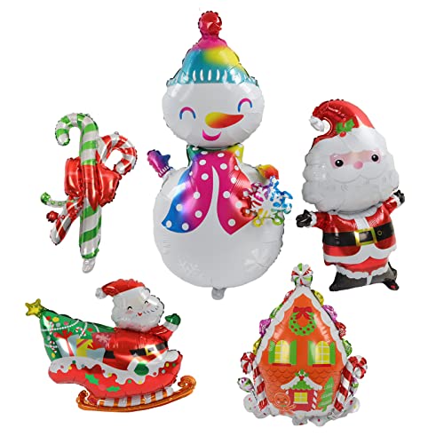 Weihnachtsfolienballons Vater Weihnachten Schlitten Vater Weihnachten Schneemann Süßigkeiten Haus Weihnachtsballons Dekoration Kit 5 Muster: Christma Weihnachtsfolien von CFTGIW