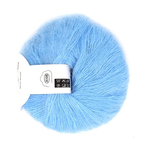 Weißes Moh Woo, Beliebtes Weiches Moh Pashm Strick-Angora-Wollgarn, Warmes Woll-Strickgarn-Set, Blaues Mohair-Garn (08 hellblau) von CFTGIW