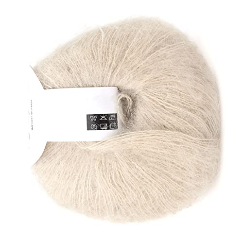 Weißes Moh Woo, Beliebtes Weiches Moh Pashm Strick-Angora-Wollgarn, Warmes Woll-Strickgarn-Set, Blaues Mohair-Garn (17 Beige) von CFTGIW