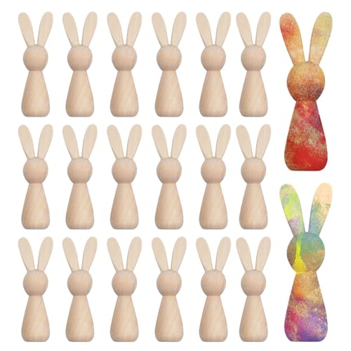 20 Stücke Ostern Holzfiguren zum Bemalen Basteln Osterhasen Deko Figuren Weihnachtsfiguren Osterdeko Hasen Ostern Deko Osterhasen Osterdeko Landhaus Set niedlich von CGACCSD