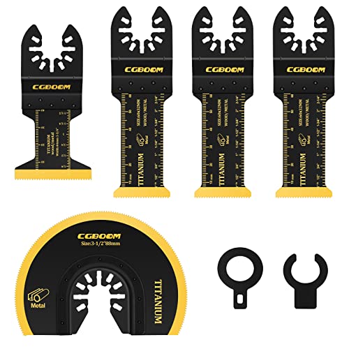 CGBOOM Oszillierende Multitool Sägeblätter Titanium, 5 tlg Tauchschneiden, Extralange Multitool Sägeblätter, Multitool Zubehör, Multitool-Klingen Kompatibel mit Fein Einhell Milwaukee Dewalt Makita von CGBOOM