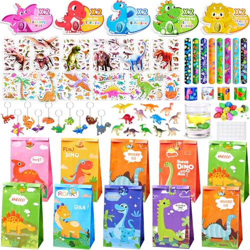 Dinosaurier Party Mitgebsel Kindergeburtstag, Glitzertattoo Kinder Dino 3D Aufkleber Dinosaurier Schlüpfen Geschenktüte, Dino Deko kindergeburtstag Gastgeschenke Spielzeug Junge Dino Mädchen Geschenke von CGBOOM