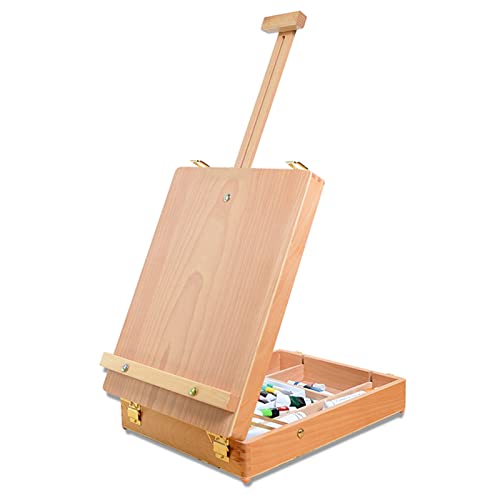 Skizzenkasten-Staffelei, hochwertige Tischstaffelei aus Buchenholz, mit Aufbewahrungsbox – zur Aufbewahrung von Kunstfarbe, Skizzenblock, verstellbare Tischstaffelei aus Holz für Künstleranfänger von CGCSYZ