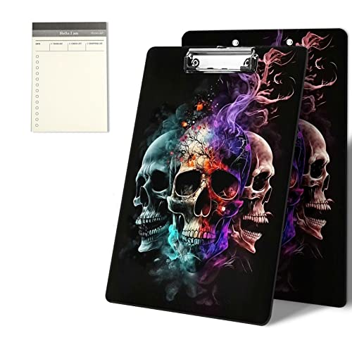 CGFGHHUY Clipboards Cute Fire ice Skull Pattern Design Clip Board 9 x 12.5 inch with Low Profile Metal Clip,Clipboard for Students, Classroom, Office,Women Men,with a to do List Notepad von CGFGHHUY