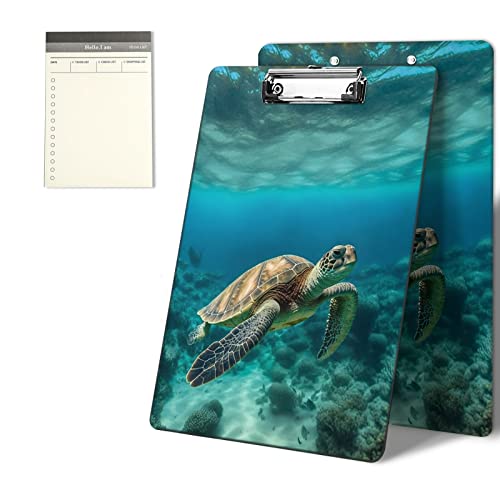 CGFGHHUY Clipboards Cute Green Turtle Pattern Design Clip Board 9 x 12.5 inch with Low Profile Metal Clip,Clipboard for Students, Classroom, Office,Women Men,with a to do List Notepad von CGFGHHUY