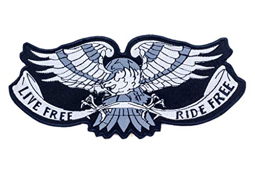 CP142 Live Free Ride Free Silver Eagle Patch Lederweste Jacke Großer Rückenaufnäher von CGI