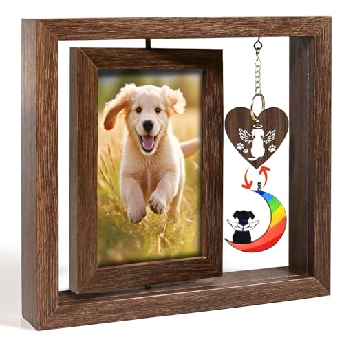 CGJCYAO Gedenk-Bilderrahmen für Hunde, drehbar, Holz, Gedenkgeschenke für Hunde, 10,2 x 15,2 cm, Gedenkgeschenke für Hundeverlust, Regenbogenbrücke, Gedenkgeschenk für Tierliebhaber von CGJCYAO