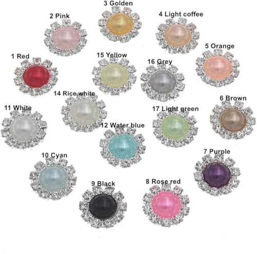 10 Stück 14 mm Strass-Perlen mit flacher Rückseite, bunte Perlen aus Metall und Messing, Verzierungen für Haare, dekorative Accessoires (Farbe: roter Perlmuttknopf, Größe: flache Rückseite), flac von CGRYREH