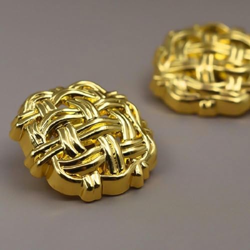 10 Stück Metallgeflecht-Hohlknöpfe mit Schaft, modischer dekorativer Knopf für Damen- oder Herrenkleidung, Strickjacken, Mäntel, Bastelprojekte, golden, 23 mm-golden-20 mm von CGRYREH