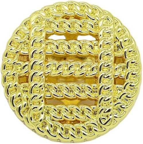 10 Stück kettengewebte hohle Metallknöpfe mit Schaft, runder Knopf für Damenkleidung, Strickjacken, Mäntel, Bastelprojekte, Silber, 19,5 mm-Golden-18 mm von CGRYREH