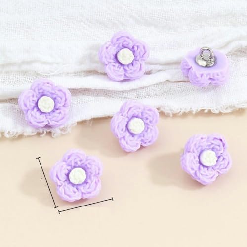 20 Stück 13 mm kleine Knöpfe mit Schaft, Cartoon-Blumen-Dekorationsknöpfe für Kleidung, Strickjacken, Hemden, Bastelprojekte, Rosa-Violett von CGRYREH