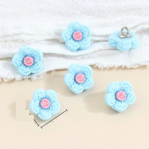 20 Stück 13 mm kleine Knöpfe mit Schaft, dekorative Nähknöpfe mit Cartoon-Blume für Kleidung, Strickjacken, Hemden, Bastelprojekte, Rosa-Blau von CGRYREH