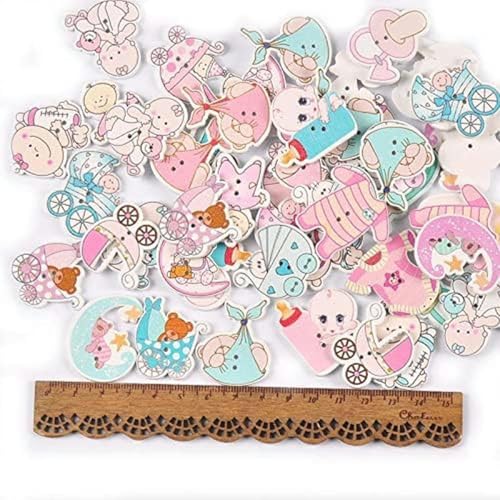 25 Stück gemischte bemalte Holzknöpfe für Kleidung, Nähzubehör, DIY-Handwerk, Scrapbooking, Kinderbekleidungsdekoration (Farbe: 15)-11 von CGRYREH