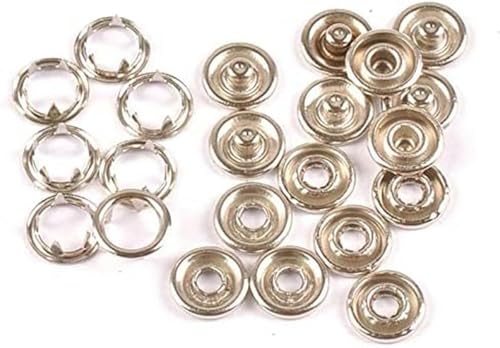 50 Sets (4 Stück/Set) Druckknöpfe mit Zinken aus Silbermetall, Druckknöpfe, farbenfrohe Strampler-Schnallenknöpfe zum Nähen von Kleidung (Farbe: Gold, Größe: 9,5 mm) – 9,5 mm – Silber von CGRYREH