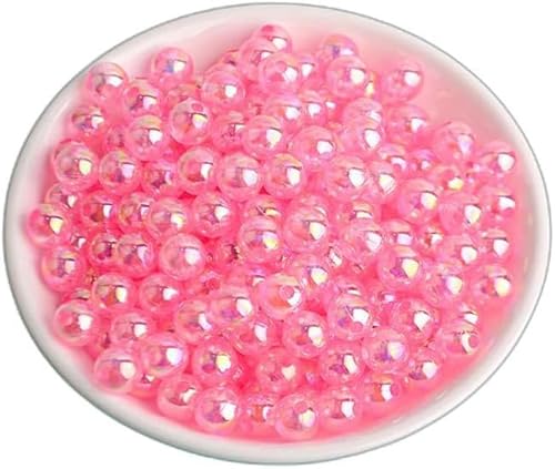 500/900/1600/3600/4500 Stück 4–12 mm transparente AB-Farbimitationsperlen, Acryl-Rocailles-Perlen für Armbänder, DIY-Schmuckherstellung-Hellrosa-6 MM 3600 Stück von CGRYREH