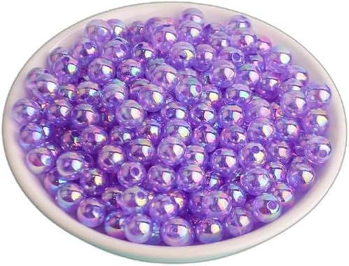 500/900/1600/3600/4500 Stück 4–12 mm transparente AB-Farbimitationsperlen, Acryl-Rocailles-Perlen für Armbänder, DIY-Schmuckherstellung-hellviolett-10 MM 900 Stück von CGRYREH