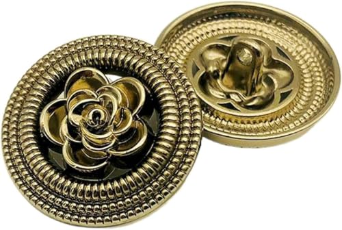 Knöpfe, klassischer floraler Metallknopf, Mantel-Dekoknopf, rund, Farbe 2, 25 mm (6 Stück)-Farbe 1–18 mm (6 Stück) von CGRYREH