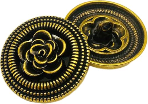 Knöpfe, klassischer floraler Metallknopf, Mantel-Dekoknopf, rund, Farbe 2, 25 mm (6 Stück)-Farbe 5–18 mm (4 Stück) von CGRYREH