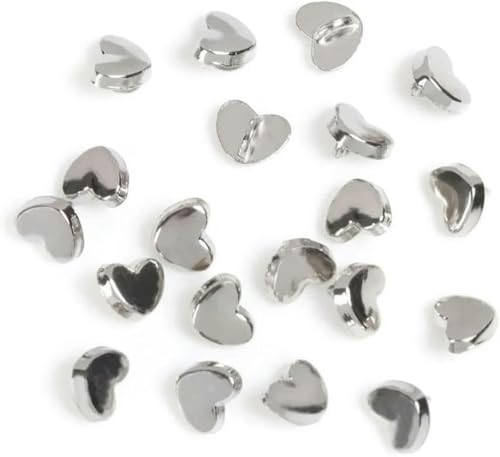 Knöpfe für Puppenkleider, Miniknöpfe, 20 Stück, Mini-Knopf für DIY-Puppenkleidung, 5 mm, schöne herzförmige Dekorationsschnallen, Puppenkleidung, Nähzubehör, Herz, Silber von CGRYREH