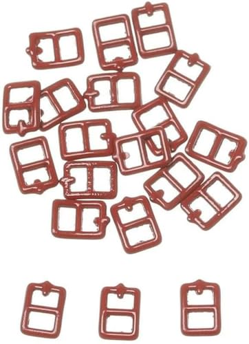 Knöpfe für Puppenkleidung, Mini-Knöpfe, 20 Stück, 6 x 6 mm, Mini-Knopf für DIY-Puppen, dreieckige Gürtelschnallen, Schnalle für Puppentaschen, Schuhe, Kleidungszubehör, Stil 5, rot, 20 Stück von CGRYREH