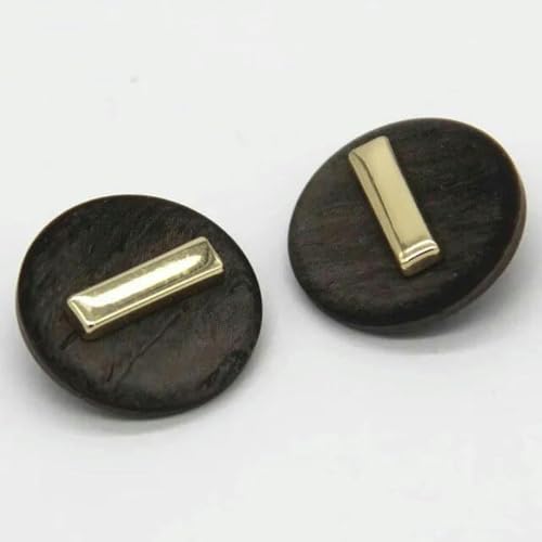 Stück 18/23/25 mm runde Holz-Metall-Schaftharzknöpfe für Kleidung, Bluse, Anzug, Blazer, dekorativ, handgefertigt, DIY-Bastelarbeiten, Nähknopf-Schwarz-18 mm, 6 Stück von CGRYREH