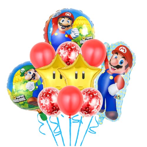 Luftballons Geburtstag, Super Marioo Geburtstag Deko Set, 3D -Aluminiumfolienballon, Latexballon, Kindergeburtstagsfeier, Themenparty Dekorative Ballon(11 Stücke） von CGYADSY