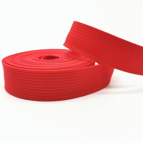 Bandwebe 5 Yards 25 mm Canvas-Band, Gürteltasche, Gurtband, Nylon-Gurtband, Rucksack-Umreifung, Nähen, Tasche, Gürtel, Zubehör(Red) von CHAASDEOM