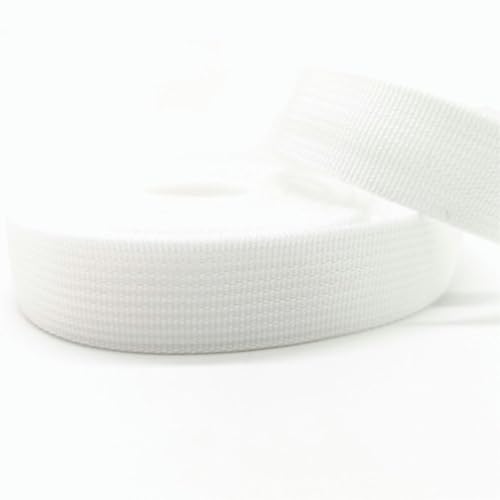 Bandwebe 5 Yards 25 mm Canvas-Band, Gürteltasche, Gurtband, Nylon-Gurtband, Rucksack-Umreifung, Nähen, Tasche, Gürtel, Zubehör(White) von CHAASDEOM