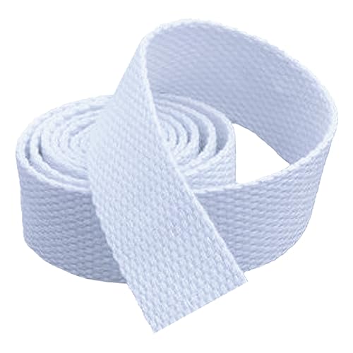 CHAASDEOM Bandwebe Baumwoll-Canvas-Gurtband, Canvas-Band for Taschengurte, Gurtband for Taschen, Gepäck, Frachtumreifung, 10 Yard/Rolle(White,20MM) von CHAASDEOM