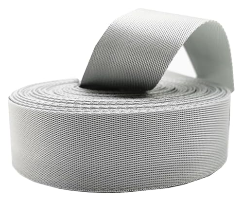 Bandwebe Gurtband 25 mm, 3,8 cm Nylon-Gurtband, Polster-Gurtband for Taschen, Gürtel, DIY, Basteln, Schlingen, Rucksäcke, Umreifen von Haustierhalsbändern(Grey,25MM x 10Yards) von CHAASDEOM