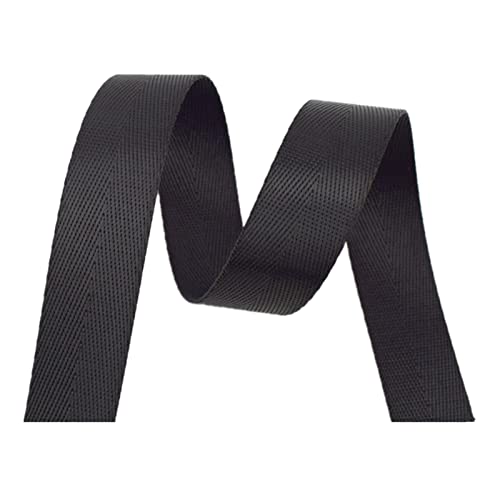 Bandwebe Nylon-Gurtband 25 mm 38 mm, Fischgräten-Twill-Polstergurt for Taschen(Black,38MM x 10Yards) von CHAASDEOM