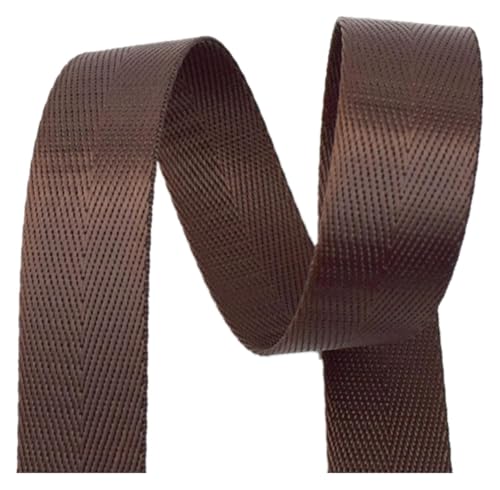 Bandwebe Nylon-Gurtband 25 mm 38 mm, Fischgräten-Twill-Polstergurt for Taschen(Coffee,25MM x 10Yards) von CHAASDEOM